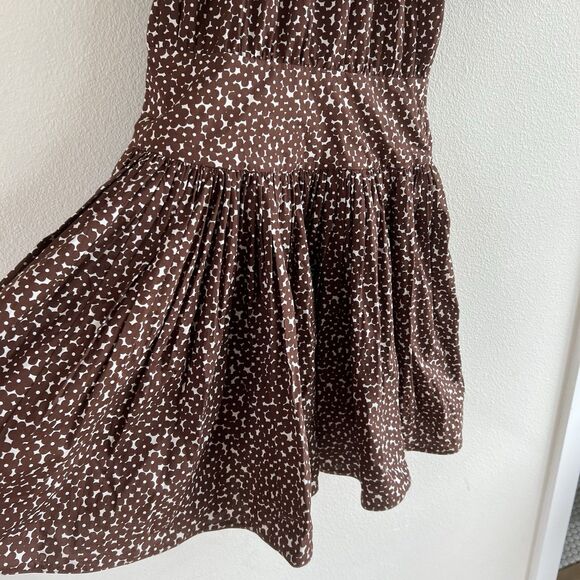 J. Crew Drop-waist cotton poplin mini dress in mocha floral Women’s Size 4 - Picture 4 of 13